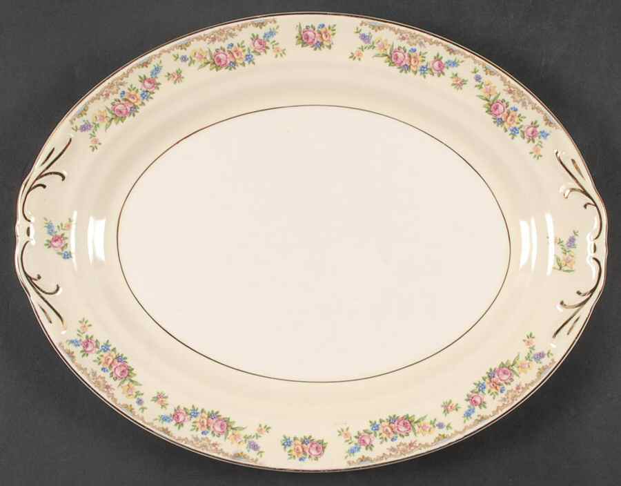 Garland 13" Oval Serving Platter by Crown Potteries-1