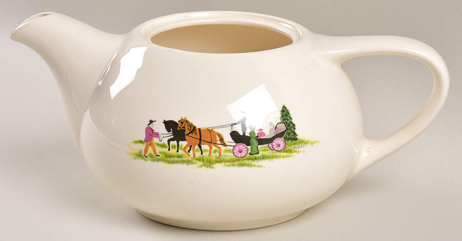 Grandma Moses Teapot No Lid by Crown Potteries-1