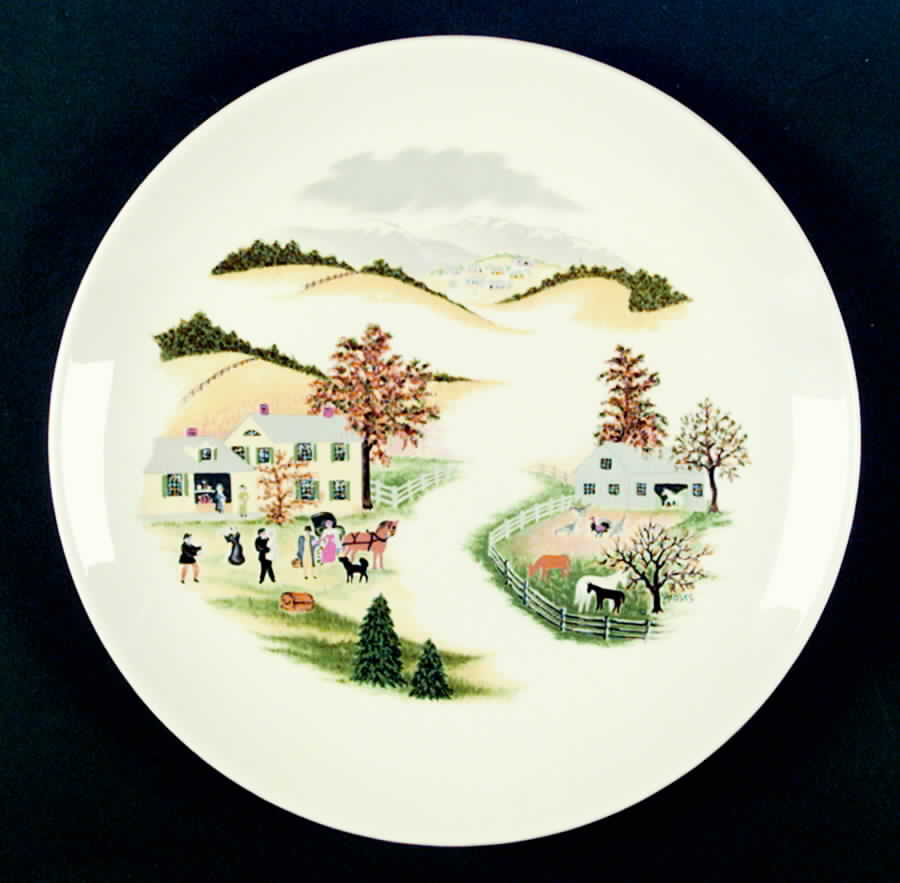 Grandma Moses Dinner Plate by Crown Potteries-1