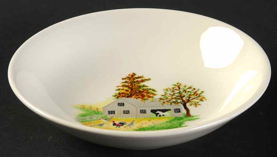 Grandma Moses Fruit/Dessert (Sauce) Bowl by Crown Potteries-1