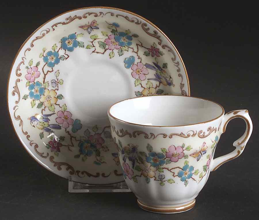 15663 Footed Cup & Saucer Set by Crown Staffordshire-1