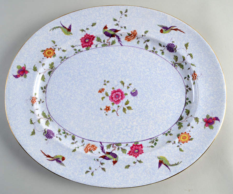 Bird of Paradise 15" Oval Serving Platter by Crown Staffordshire-1