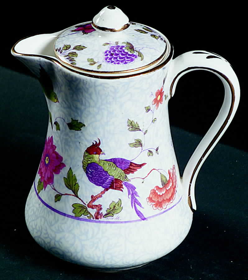 Bird of Paradise Small Hot Water Jug & Lid by Crown Staffordshire-1
