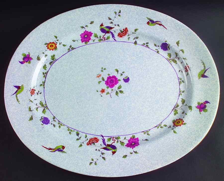 Bird of Paradise 17" Oval Serving Platter by Crown Staffordshire-1