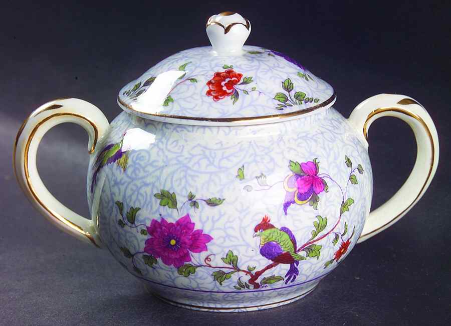 Bird of Paradise Sugar Bowl & Lid by Crown Staffordshire-1