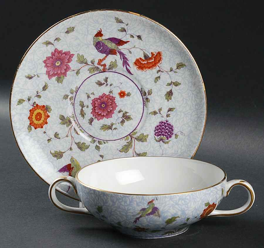 Bird of Paradise Flat Cream Soup Bowl by Crown Staffordshire-1