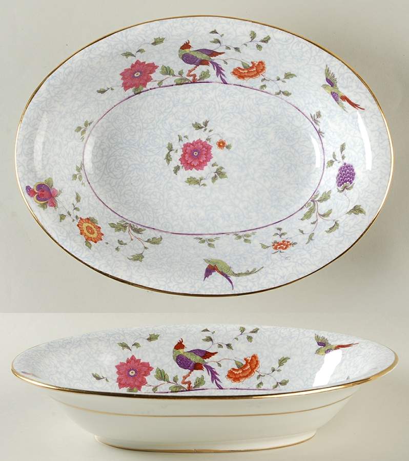 Bird of Paradise 10" Oval Vegetable Bowl by Crown Staffordshire-1