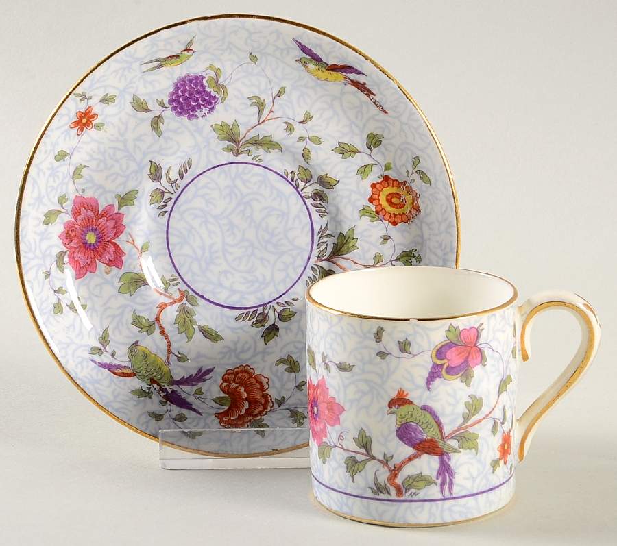 Bird of Paradise Flat Demitasse Cup & Saucer Set by Crown Staffordshire-1
