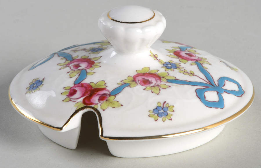 Blue Bow Lid for Jam/Jelly by Crown Staffordshire-1