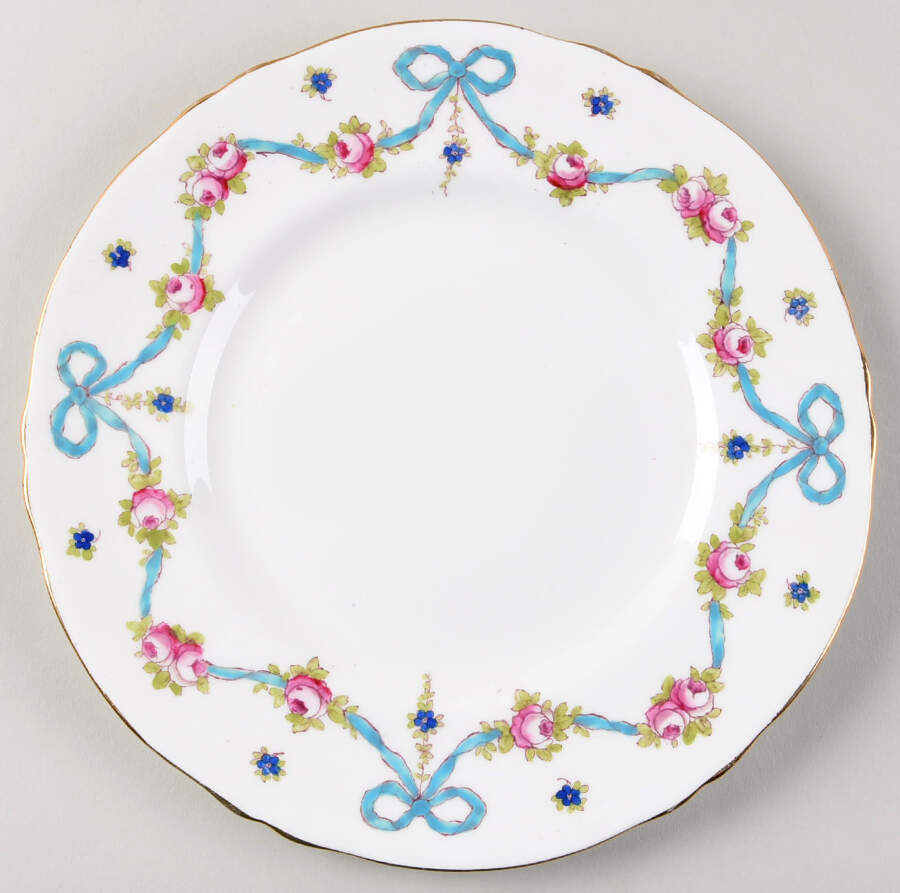 Blue Bow Luncheon Plate by Crown Staffordshire-1