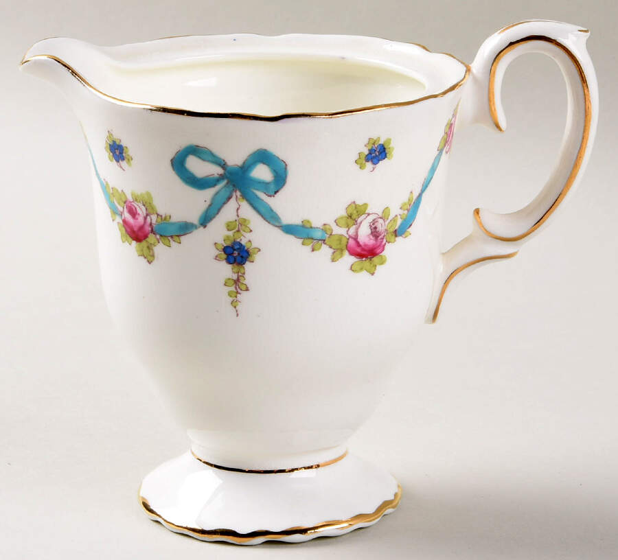 Blue Bow Creamer No Lid by Crown Staffordshire-1