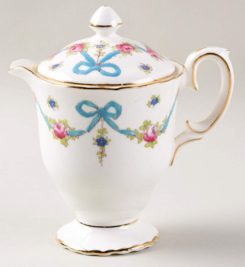 Blue Bow Creamer & Lid by Crown Staffordshire-1