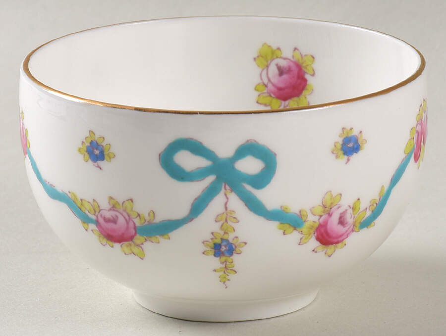 Blue Bow Open Sugar Bowl by Crown Staffordshire-1