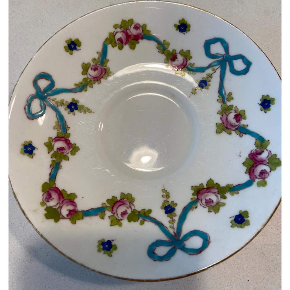 Blue Bow Saucer for Footed Cup by Crown Staffordshire-1