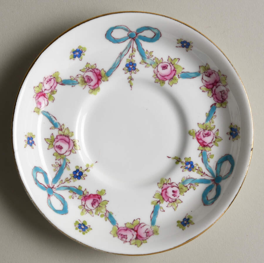 Blue Bow Saucer by Crown Staffordshire-1