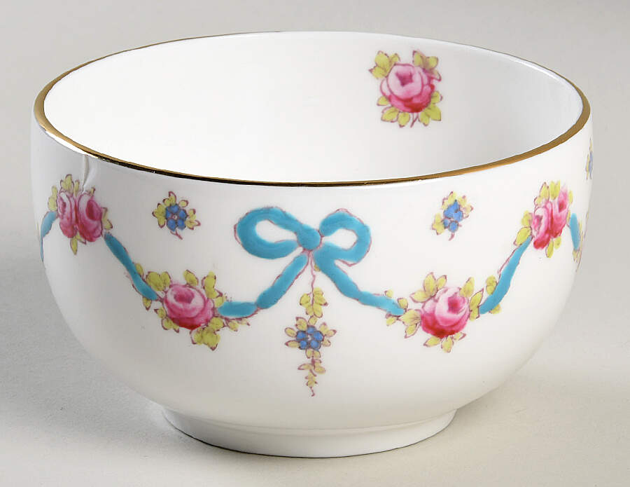 Blue Bow Open Sugar Bowl by Crown Staffordshire-1