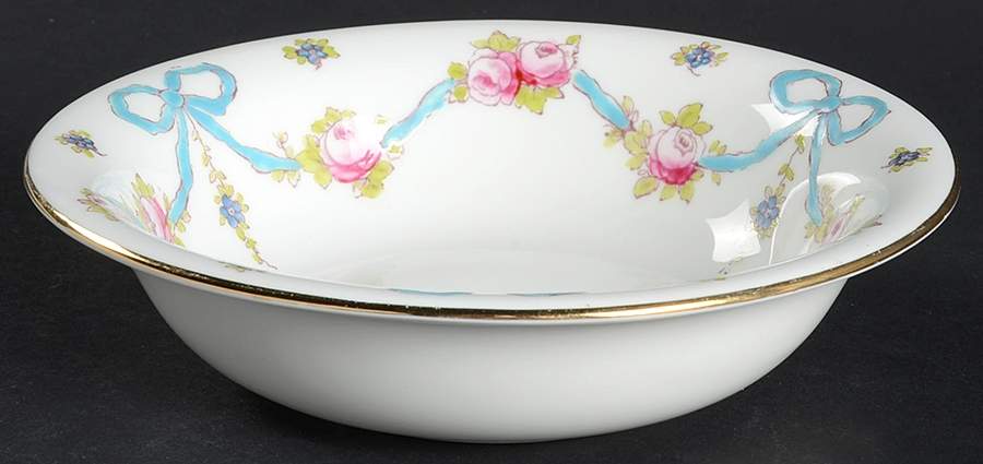 Blue Bow Rim Cereal Bowl by Crown Staffordshire-1
