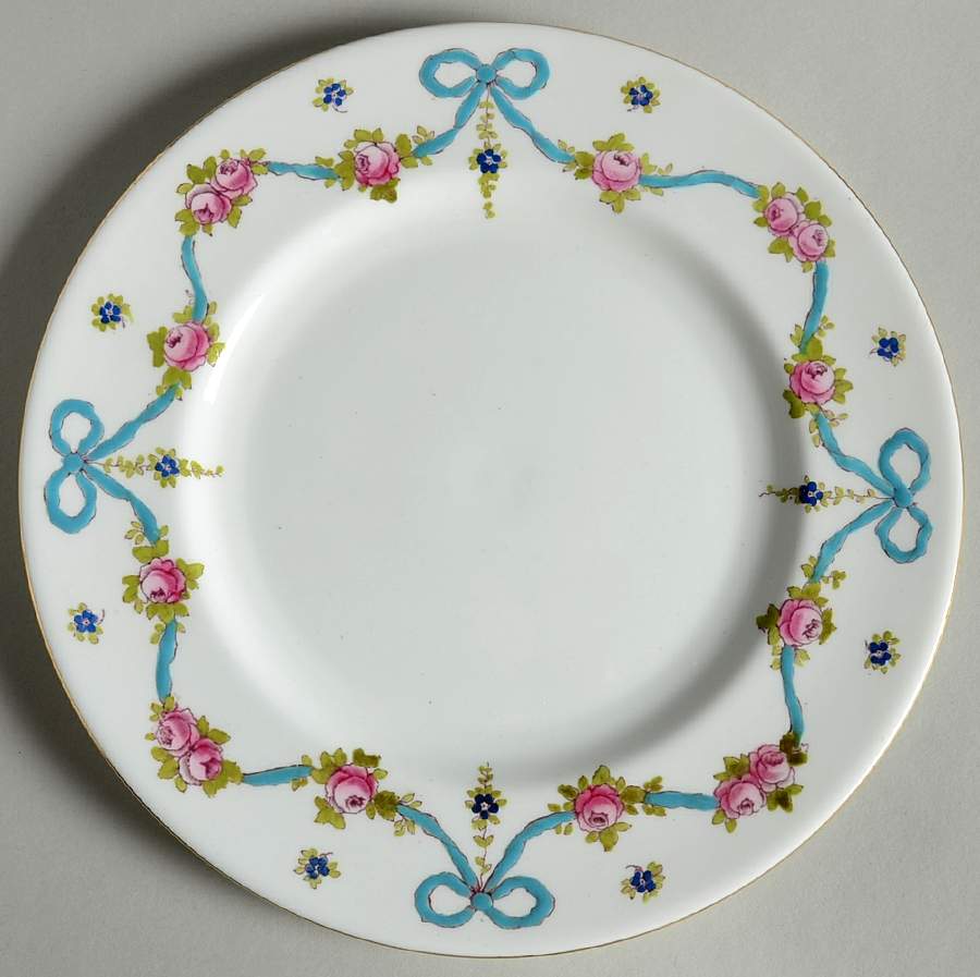 Blue Bow Luncheon Plate by Crown Staffordshire-1