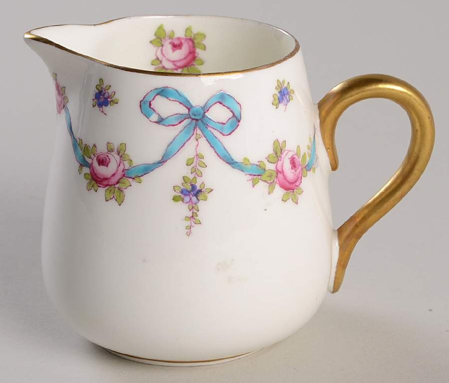 Blue Bow Creamer by Crown Staffordshire-1