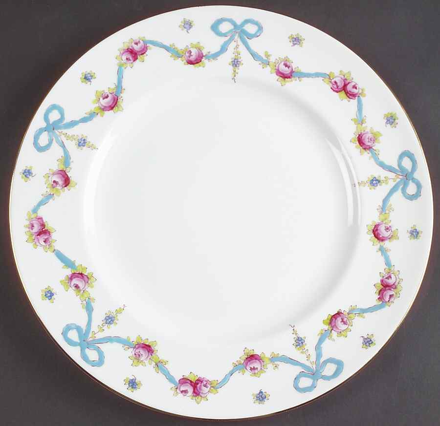 Blue Bow Dinner Plate by Crown Staffordshire-1