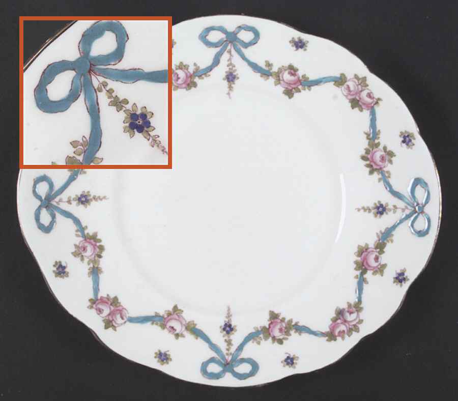 Blue Bow Handled Cake Plate by Crown Staffordshire-1