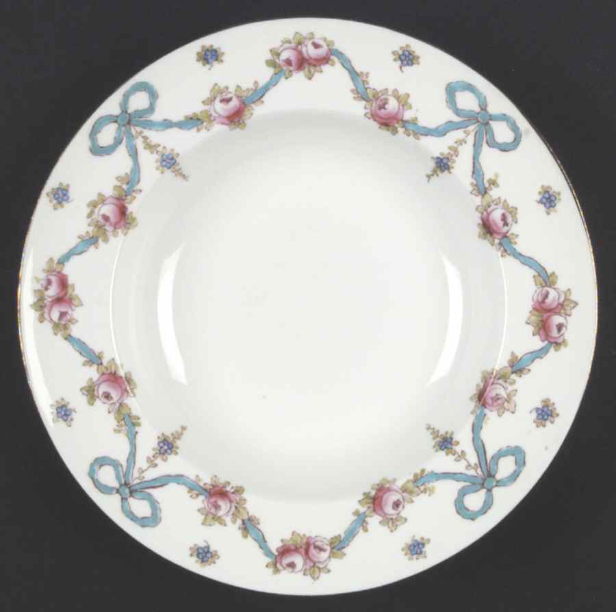 Blue Bow Rim Soup Bowl by Crown Staffordshire-1
