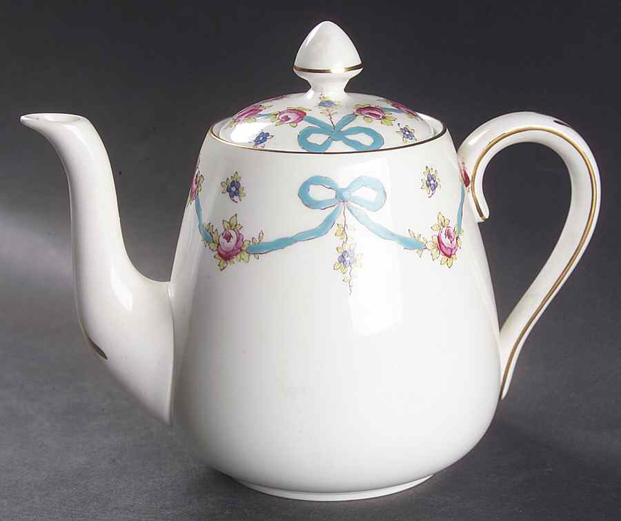 Blue Bow Mini Teapot & Lid by Crown Staffordshire-1