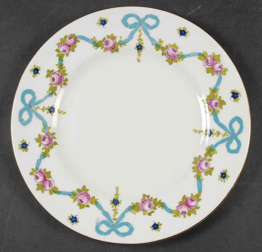 Blue Bow Salad Plate by Crown Staffordshire-1