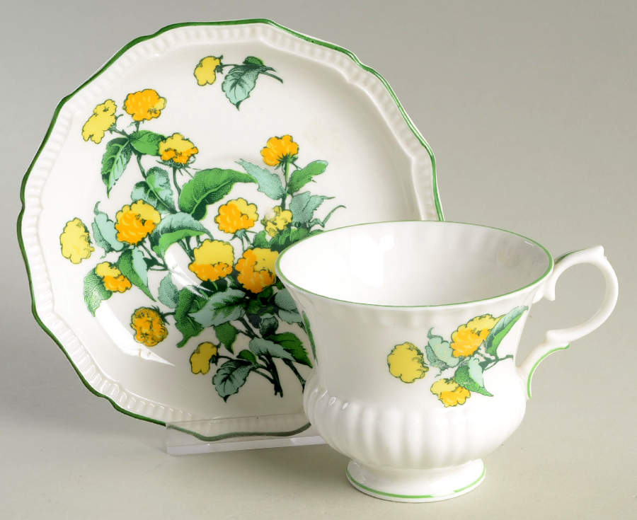 Cornwall Footed Cup & Saucer Set by Crown Staffordshire-1