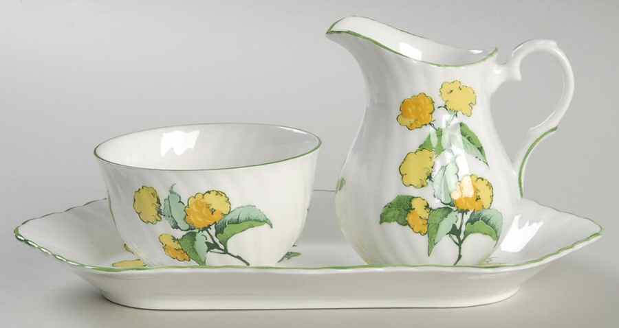 Cornwall Mini Creamer & Open Sugar with Tray by Crown Staffordshire-1