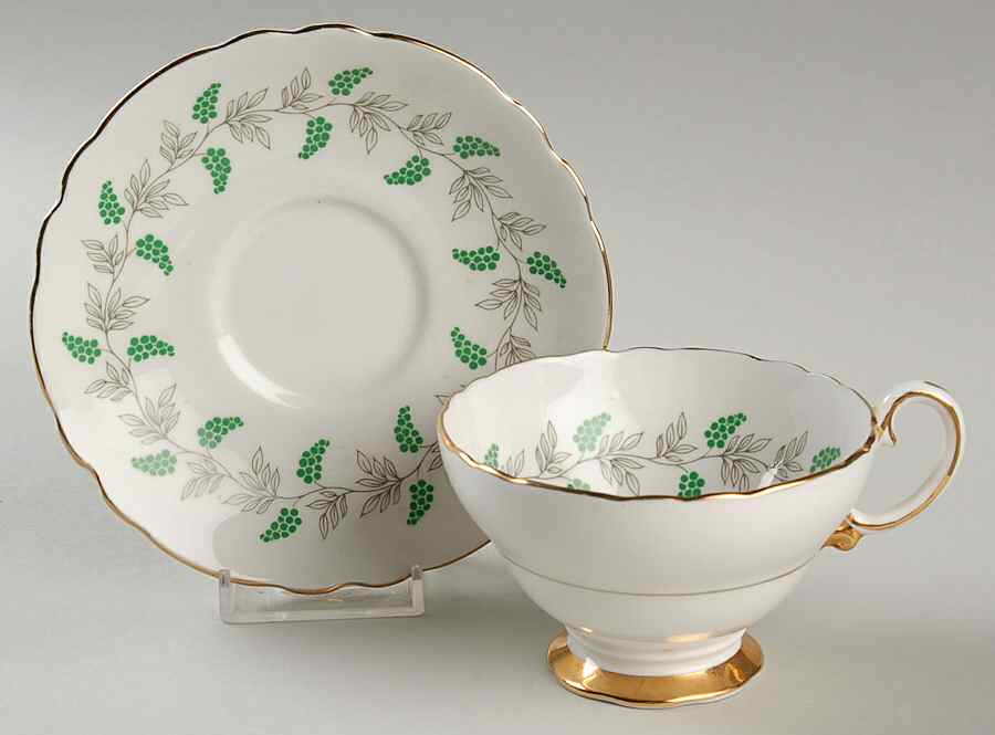 Eden Green Footed Cup & Saucer Set by Crown Staffordshire-1