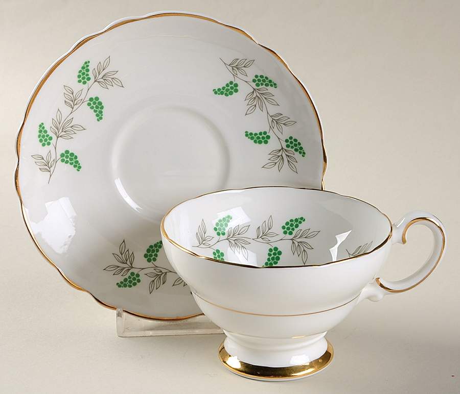 Eden Green Footed Cup & Saucer Set by Crown Staffordshire-1