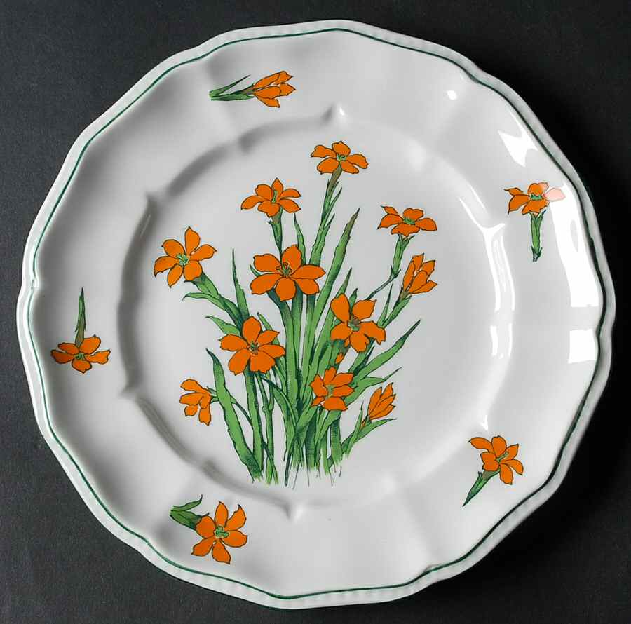 Devon (Scalloped, Green Trim) Salad Plate by Crown Staffordshire-1