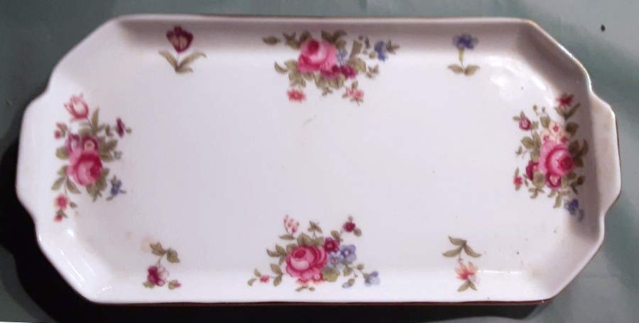 Dresden Spray 10" Sandwich Tray by Crown Staffordshire-1