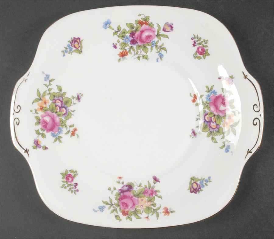 Dresden Spray Square Handled Cake Plate by Crown Staffordshire-1