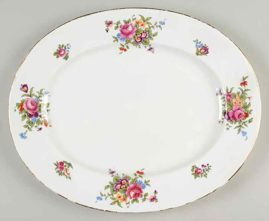 Dresden Spray 13" Oval Serving Platter by Crown Staffordshire-1