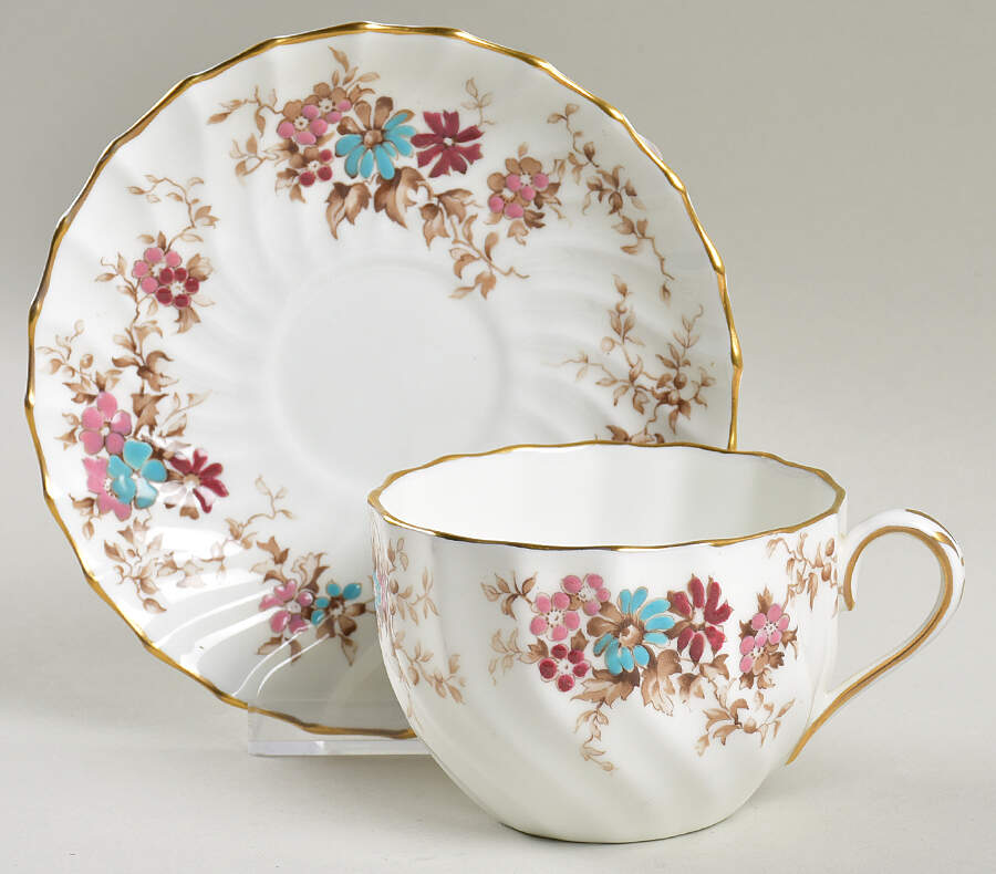Elizabethan Flat Cup & Saucer Set by Crown Staffordshire-1