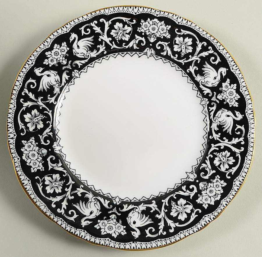 Ellesmere Black Salad Plate by Crown Staffordshire-1