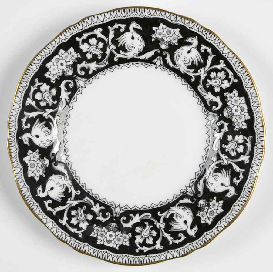 Ellesmere Black Bread & Butter Plate by Crown Staffordshire-1