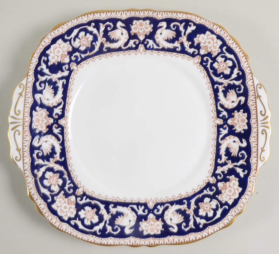 Ellesmere Cobalt Blue Square Handled Cake Plate by Crown Staffordshire-1