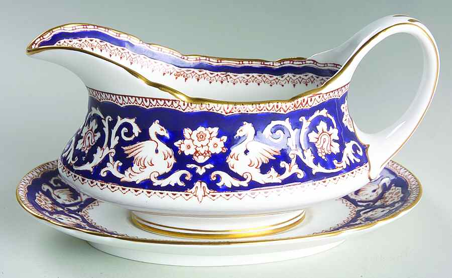 Ellesmere Cobalt Blue Gravy Boat & Underplate by Crown Staffordshire-1