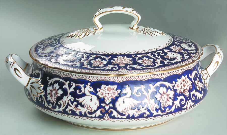 Ellesmere Cobalt Blue Round Covered Vegetable by Crown Staffordshire-1