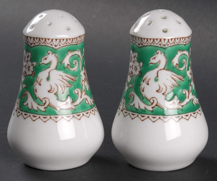 Ellesmere Green Salt & Pepper Set by Crown Staffordshire-1