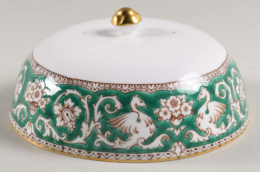 Ellesmere Green Lid for Round Butter by Crown Staffordshire-1
