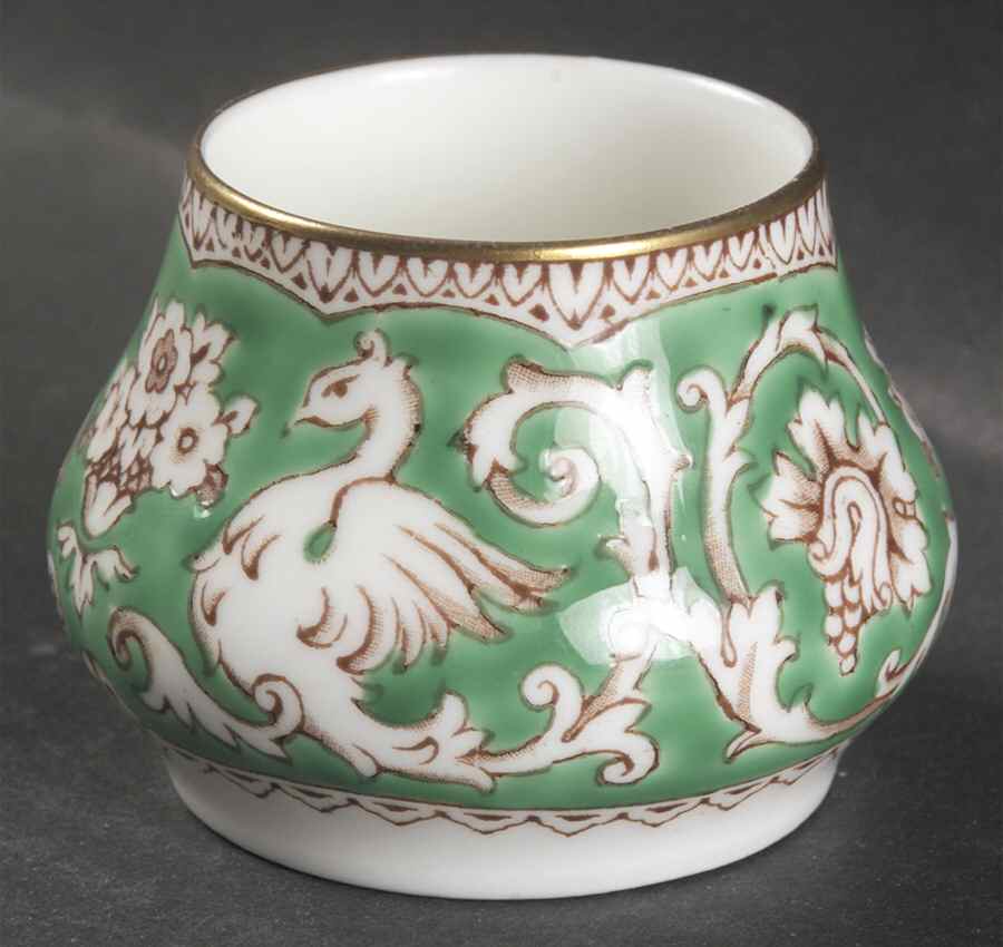 Ellesmere Green Mustard Jar No Lid by Crown Staffordshire-1