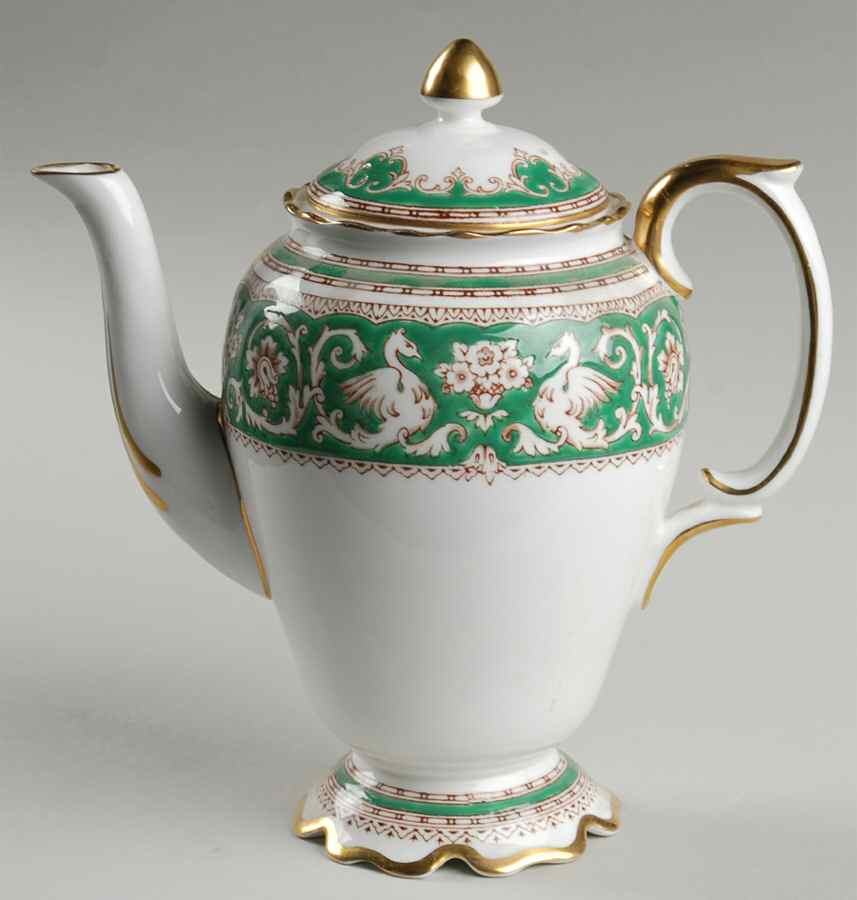 Ellesmere Green Mini Coffee Pot & Lid by Crown Staffordshire-1