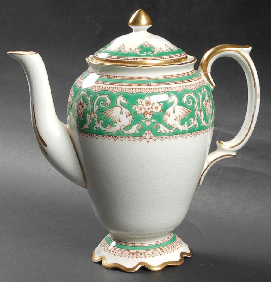 Ellesmere Green Coffee Pot & Lid by Crown Staffordshire-1