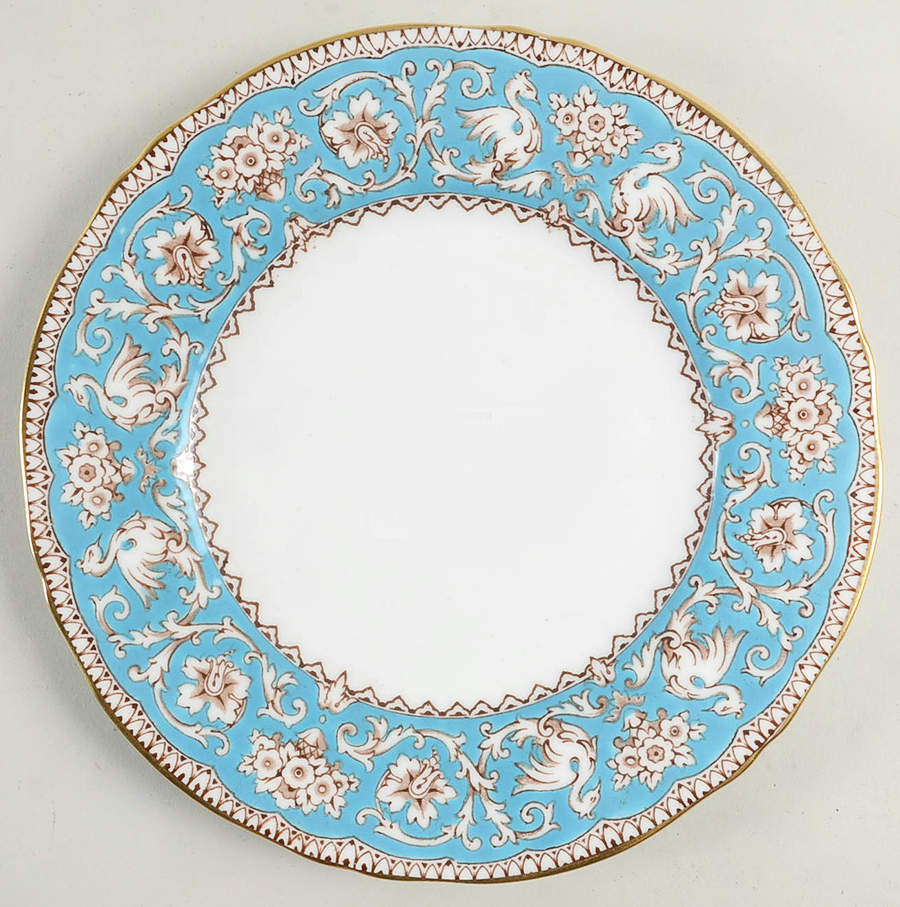 Ellesmere (Turquoise, Gold Trim) Salad Plate by Crown Staffordshire-1