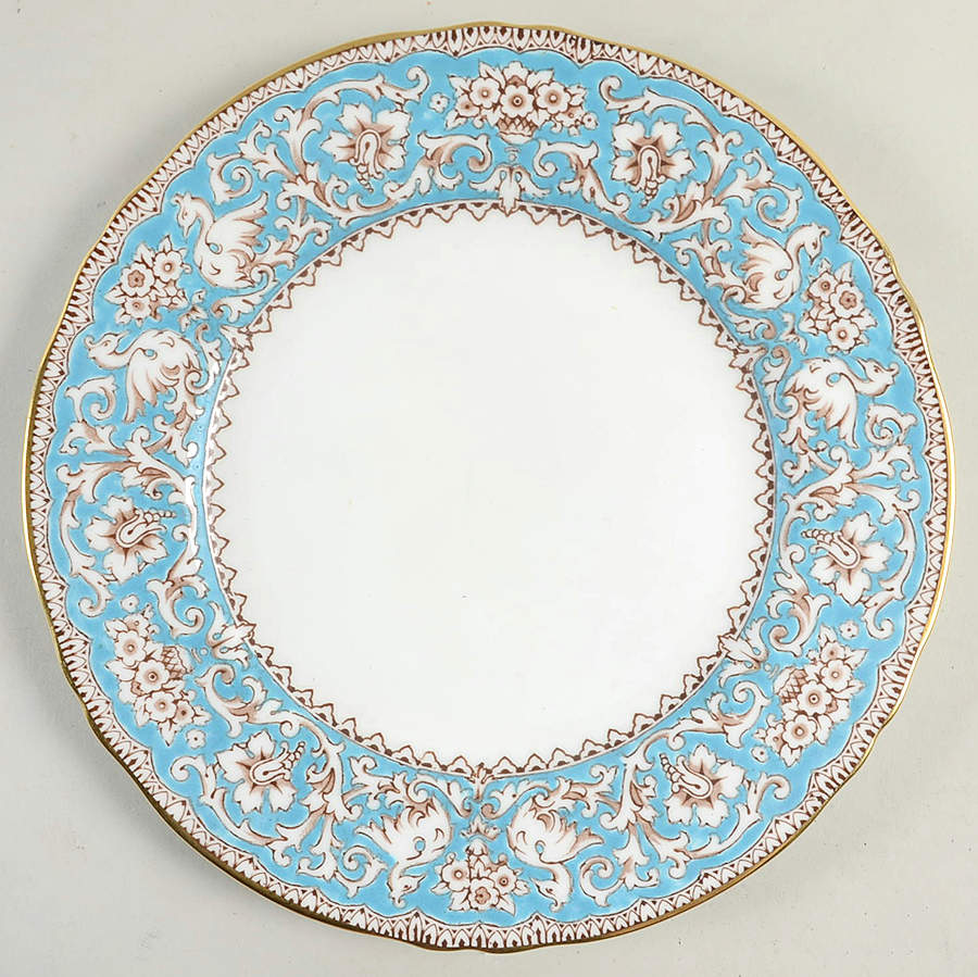 Ellesmere (Turquoise, Gold Trim) Dinner Plate by Crown Staffordshire-1