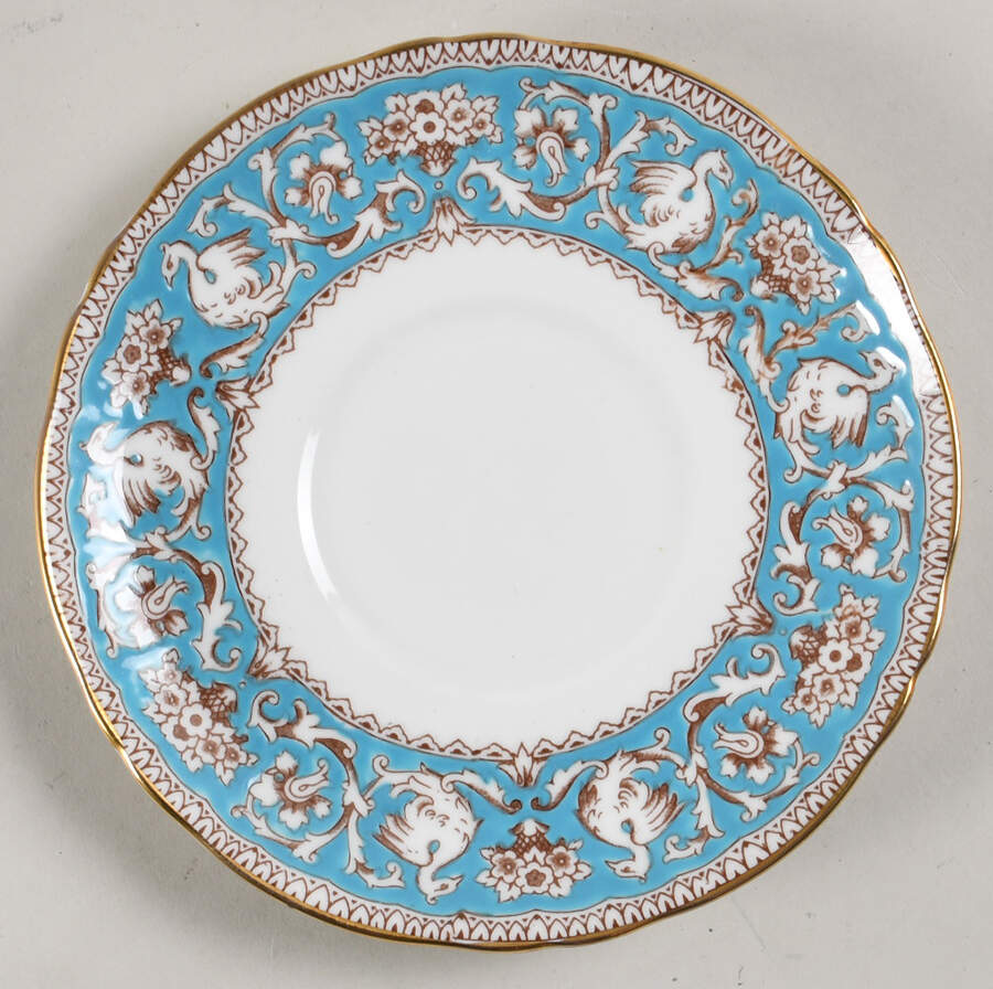 Ellesmere (Turquoise, Gold Trim) Saucer for Cream Soup Bowl by Crown Staffordshire-1